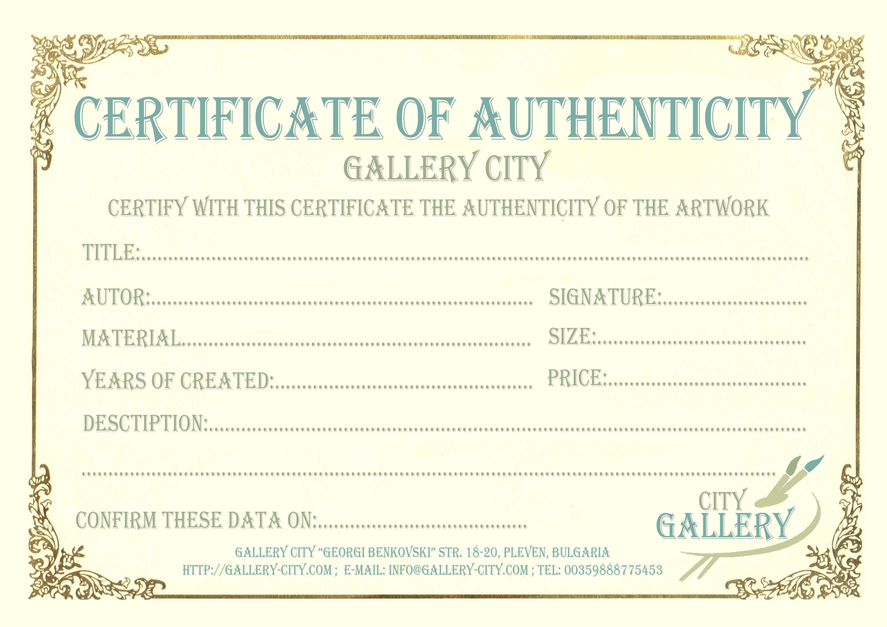 Authenticity Certificate Template freelasopa